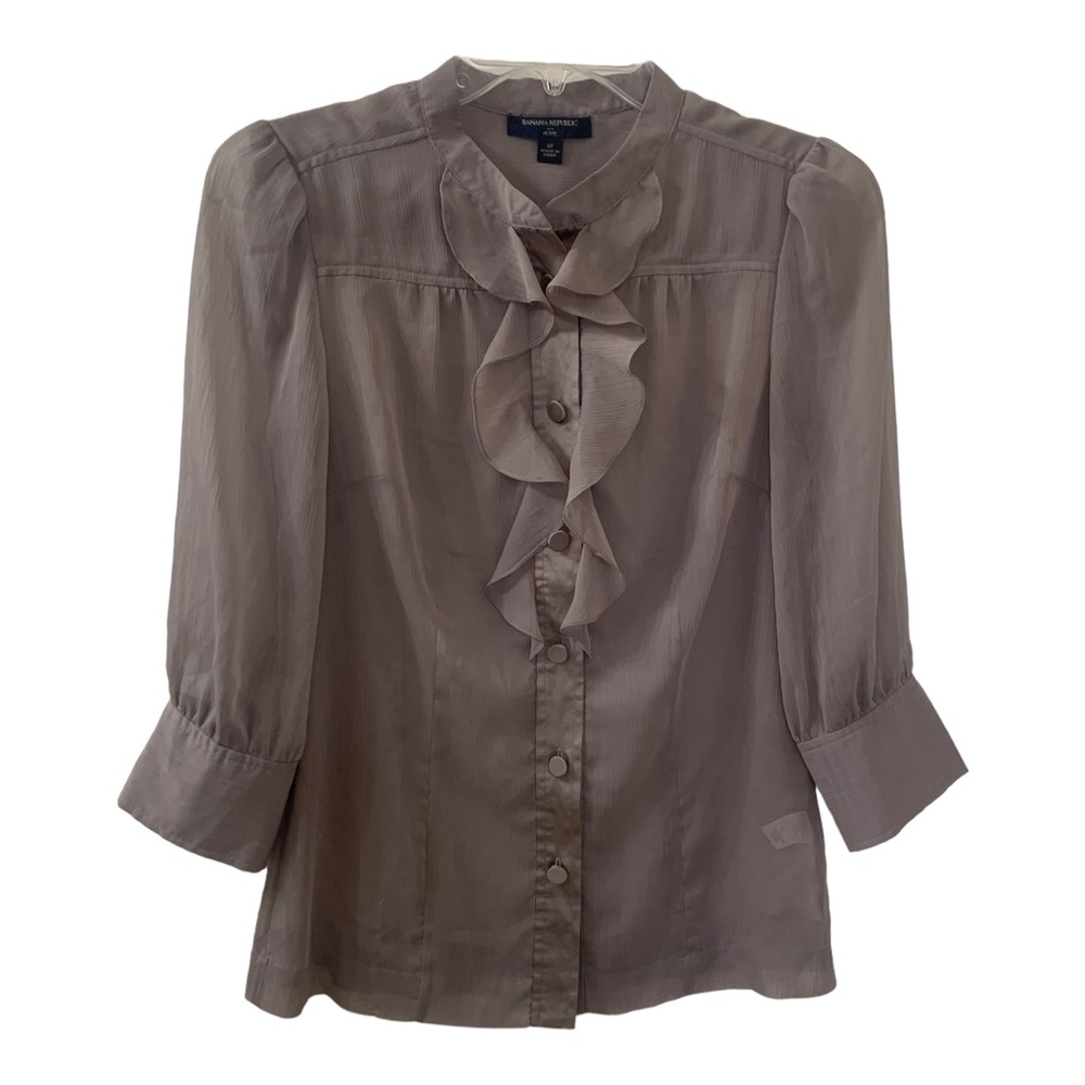 Banana Republic Petite 4P Sheer Ruffle Blouse